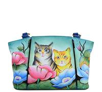 Anna by Anuschka 7024, Sac fourre-Tout Organiseur-Cuir véritable-Deux Chats Femme