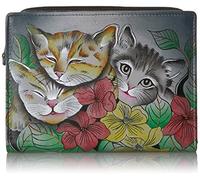 Anna by Anuschka Anna by Anuschka1854-Two Fold Wallet - Portefeuille 2 rabats en cuir - Peint à la main Femme Femme, multicolore (Tkt-three Kittens), taille unique