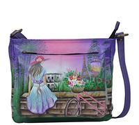 Anna by Anuschka Grand sac à main en cuir véritable pour femme - Organiseur multi-compartiments avec fermeture éclair sur le dessus, Paris Sunrise, Taille unique