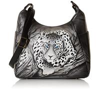 Anna by Anuschka Hand Painted Leather Women's Large Multi Pocket Hobo, Sac Femme, Léopard d'Afrique, Taille Unique