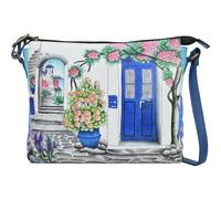 Anna by Anuschka Hand-Painted Women's Leather Slim Medium Crossbody, Bandoulière Fine et Moyenne Femme, Mélodie Florale, Taille Unique