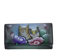 Anna by Anuschka Portefeuille à trois plis pour femme, Deux chats, gris, Taille unique