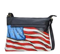 Anna by Anuschka Sac à main croisé multi-compartiments, en V pour femme, Stars And Stripes Black, Taille unique
