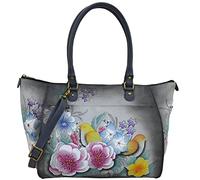 Anna by Anuschka Sac fourre-Tout en Cuir Peint à la Main pour Femme, Transport véritable, Vintage Garden Grey, L