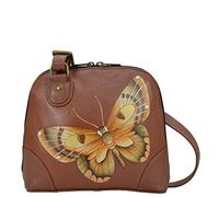 Anna by Anuschka Sacoche à trois compartiments en cuir véritable, Marron clair papillon, Taille unique