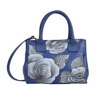 Anna by Anuschka Transport Convertible, Petit Sac Femme en Cuir véritable Peint à la Main Bleu Rose Romantique, Einheitsgröße