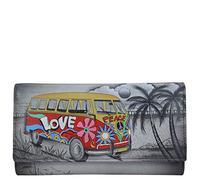 Anna by Anuschka Women’s Hand-Painted Leather Three Fold Organizer Wallet-Happy Camper, Accessoire de Voyage-Portefeuille à Triple pli Femme, Taille Unique