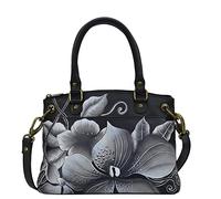Anna by Anuschka Women’s Leather Small Satchel, Petite Sacoche Femme, Noir Floral Minuit, Taille Unique