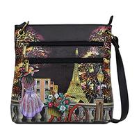 Anna by Anuschka Women’s Original Hand-Painted Leather Medium Shopper Crossbody, Femme, Paris la Nuit, Einheitsgröße