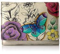 Anna by Anuschka Women's Hand-Painted Leather Ladies Three Fold Wallet Paradise, Portefeuille pour Femme plié en Trois Parties, Paradis Floral, Taille Unique