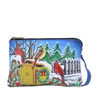 Anna by Anuschka Womens Hand Painted Leather Slim Crossbody, Snow Day