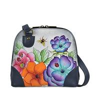 Anna by Anuschka Women's Leather Small Zip-Around Handbag, Multi Compartment Organizer, Petit Compartiment zippé en Cuir véritable Peint à la Main pour Femme Gris, Paradise Found Grey, Taille Unique