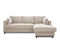 Anna - canapé d'angle convertible - avec coffre - 4 places - style contemporain - droit - Beige Beige G