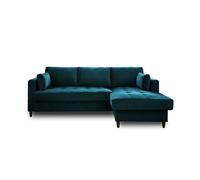 Anna - canapé d'angle convertible - avec coffre - 4 places - style contemporain - droit - Bleu canard