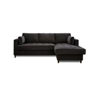 Anna - canapé d'angle convertible - avec coffre - 4 places - style contemporain - droit - Gris foncé Gris foncé G