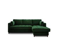 Anna - canapé d'angle convertible - avec coffre - 4 places - style contemporain - droit - Vert