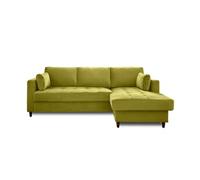 Anna - canapé d'angle convertible - avec coffre - 4 places - style contemporain - droit - Vert Olive