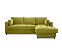 Anna - canapé d'angle convertible - avec coffre - 4 places - style contemporain - droit - Vert Olive