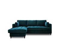 Anna - canapé d'angle convertible - avec coffre - 4 places - style contemporain - gauche - Bleu canard