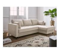 Anna - canapé d'angle convertible - avec coffre - 4 places - style contemporain - droit - Beige Beige G