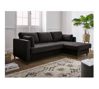 Anna - canapé d'angle convertible - avec coffre - 4 places - style contemporain - droit - Gris foncé Gris foncé