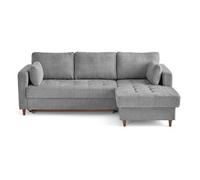 Anna - canapé d'angle droit 4 places convertible avec coffre en velours texturé - Gris Gris G