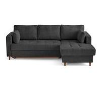 Anna - canapé d'angle droit 4 places convertible avec coffre en velours texturé - Gris Anthracite
