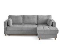 Anna - canapé d'angle droit 4 places convertible avec coffre en velours texturé - Gris Gris G