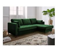 Anna - canapé d'angle convertible - avec coffre - 4 places - style contemporain - droit - Vert