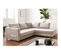 Anna - canapé d'angle droit - 5 places - convertible - en velours - Beige