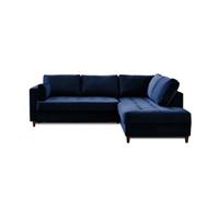 Anna - canapé d'angle droit - 5 places - convertible - en velours - Bleu nuit Bleu nuit G