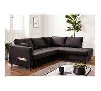 Anna - canapé d'angle droit - 5 places - convertible - en velours - Gris foncé