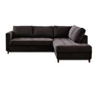Anna - canapé d'angle droit - 5 places - convertible - en velours - Gris foncé