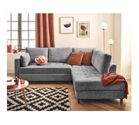 Anna - canapé d'angle droit 5 places convertible en velours texturé - Gris