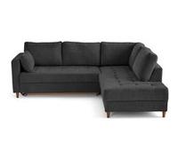 Anna - canapé d'angle droit 5 places convertible en velours texturé - Gris Anthracite Gris Anthracite G