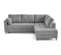 Anna - canapé d'angle droit 5 places convertible en velours texturé - Gris Gris G