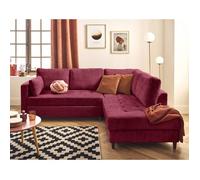 Anna - canapé d'angle droit 5 places convertible en velours texturé - Prune