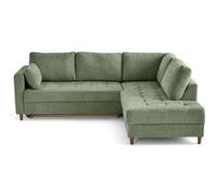 Anna - canapé d'angle droit 5 places convertible en velours texturé - Vert sauge