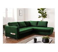 Anna - canapé d'angle droit - 5 places - convertible - en velours - Vert