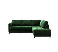 Anna - canapé d'angle droit - 5 places - convertible - en velours - Vert
