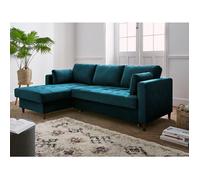 Anna - canapé d'angle convertible - avec coffre - 4 places - style contemporain - gauche - Bleu canard Bleu canard