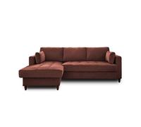 Anna - canapé d'angle gauche - 4 places - convertible avec coffre - en velours - Rose Rose