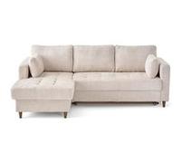 Anna - canapé d'angle gauche 4 places convertible avec coffre en velours texturé - Beige Beige G