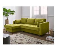 Anna - canapé d'angle convertible - avec coffre - 4 places - style contemporain - gauche - Vert Olive