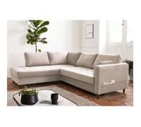 Anna - canapé d'angle gauche - 5 places - convertible - en velours - Beige