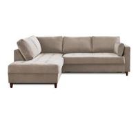 Anna - canapé d'angle gauche - 5 places - convertible - en velours - Beige