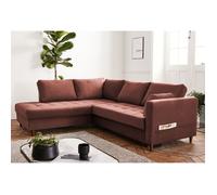 Anna - canapé d'angle gauche - 5 places - convertible - en velours - Rose Rose