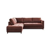 Anna - canapé d'angle gauche - 5 places - convertible - en velours - Rose Rose