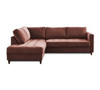 Anna - canapé d'angle gauche - 5 places - convertible - en velours - Rose Rose G