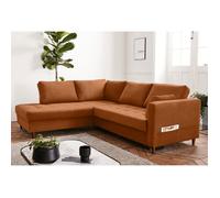 Anna - canapé d'angle gauche - 5 places - convertible - en velours - Rouille